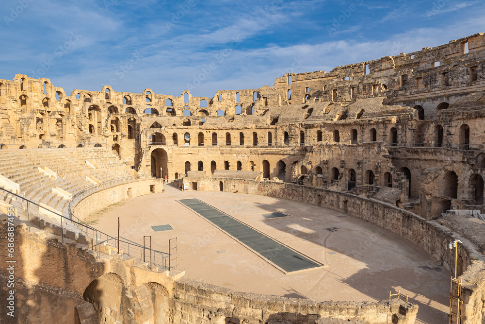 Amphitheater of the Roman ruins at El Jem.