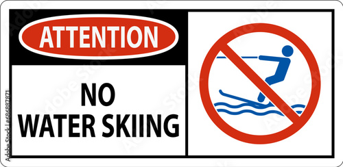 Free Download Water Safety Sign Attention, No Water Skiing - GFXLoad