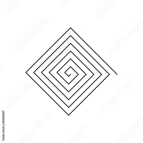 A simple spiral in cusp shapes, isolated on transparent background