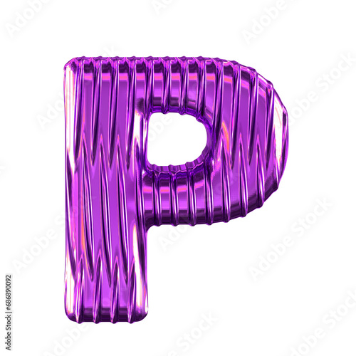 Purple symbol with vertical ribs. letter p
