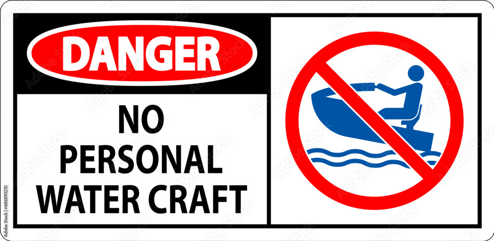 Water Safety Sign Attention, No Personal Water Craft Water Safety Sign Attention, No Personal Water Craft