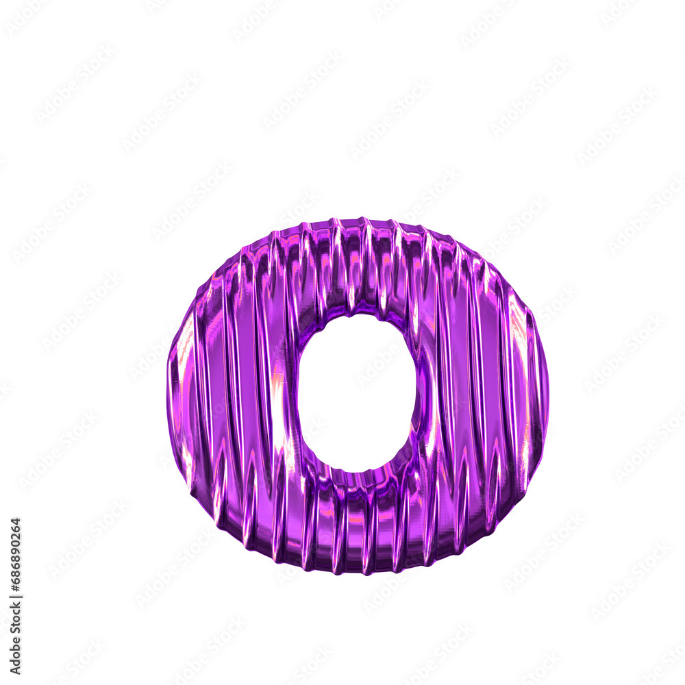 Purple symbol with vertical ribs. letter o Purple symbol with vertical ribs. letter o