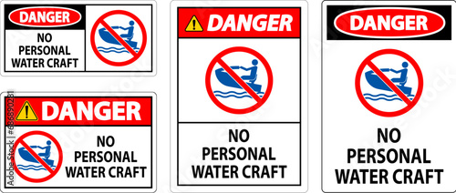 Water Safety Sign Attention, No Personal Water Craft