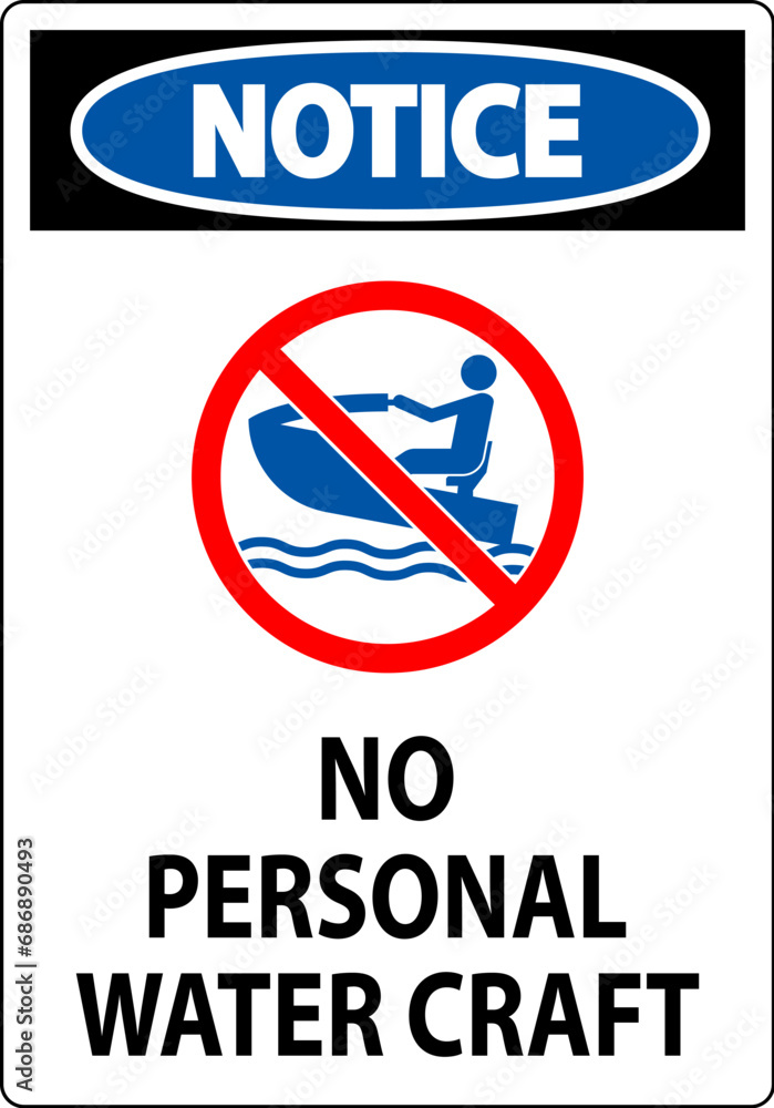 Water Safety Sign Attention, No Personal Water Craft Water Safety Sign Attention, No Personal Water Craft