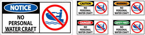 Water Safety Sign Attention, No Personal Water Craft