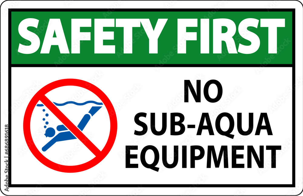 Water Safety Sign Attention, No Sub-Aqua Equipment Water Safety Sign Attention, No Sub-Aqua Equipment