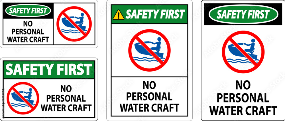 Water Safety Sign Attention, No Personal Water Craft Water Safety Sign Attention, No Personal Water Craft