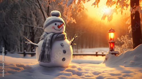 Wallpaper Mural Snowman in a snow-covered park under the sun Torontodigital.ca