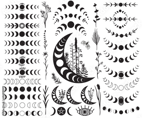 Moon Phase Svg Bundle, Mystic Celestial Svg, Crescent Moon Svg, Cut File for Cricut, Silhouette, Mystic Moon SVG Bundle, Moon Phase Cut File, Crescent Moon SVG Set, Lunar Phase SVG Collection, Mystic 