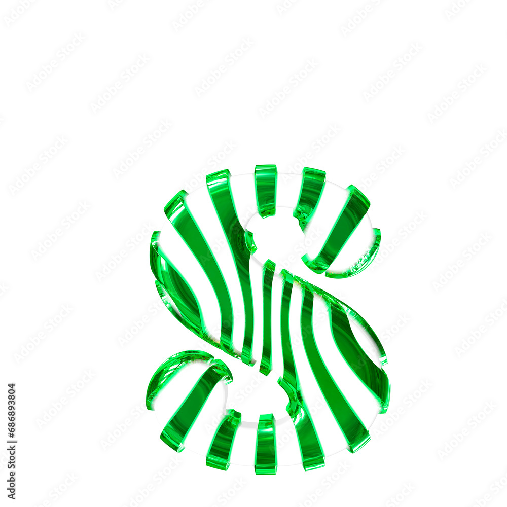 Fototapeta premium White symbol with green thin straps. letter s