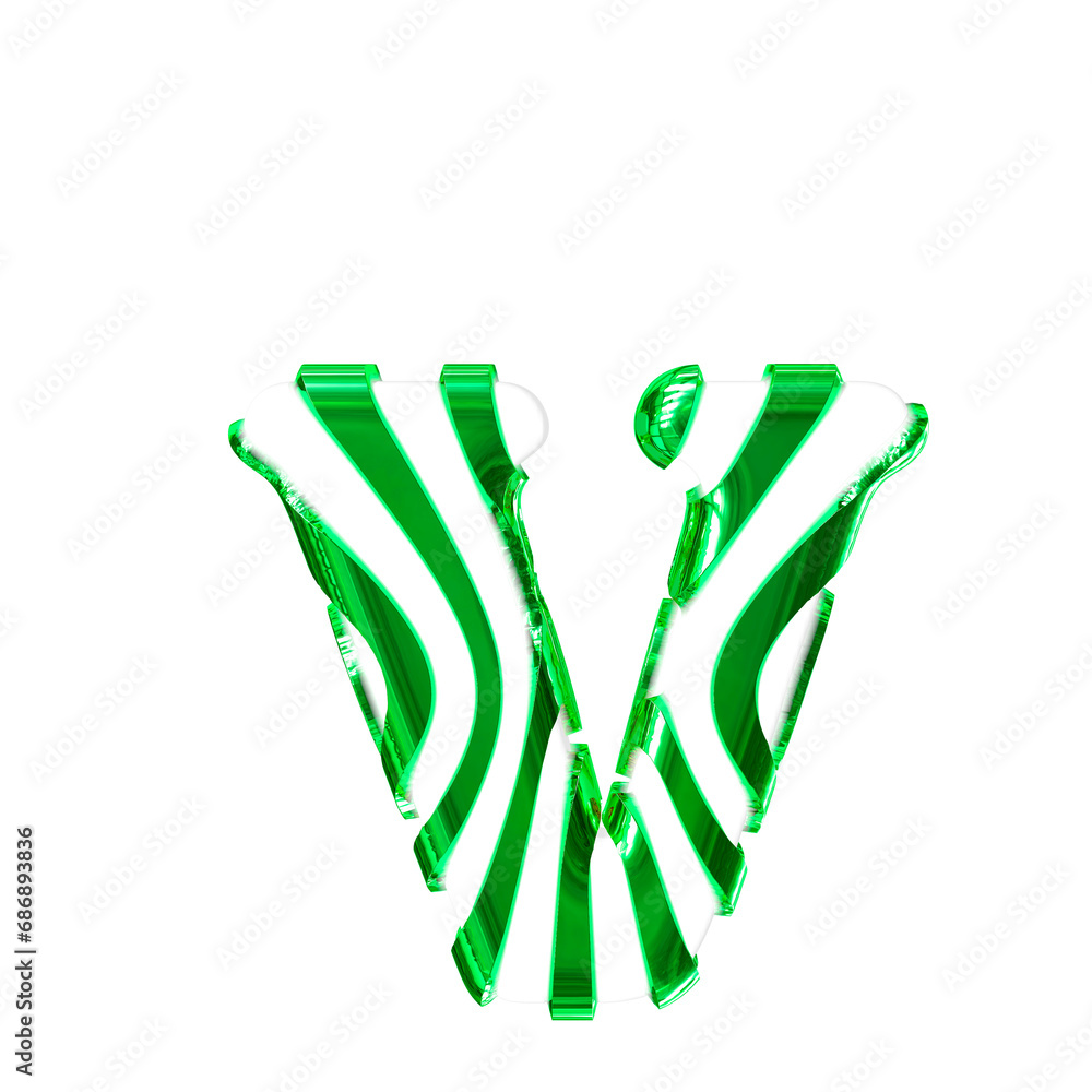 White symbol with green thin straps. letter v White symbol with green thin straps. letter v