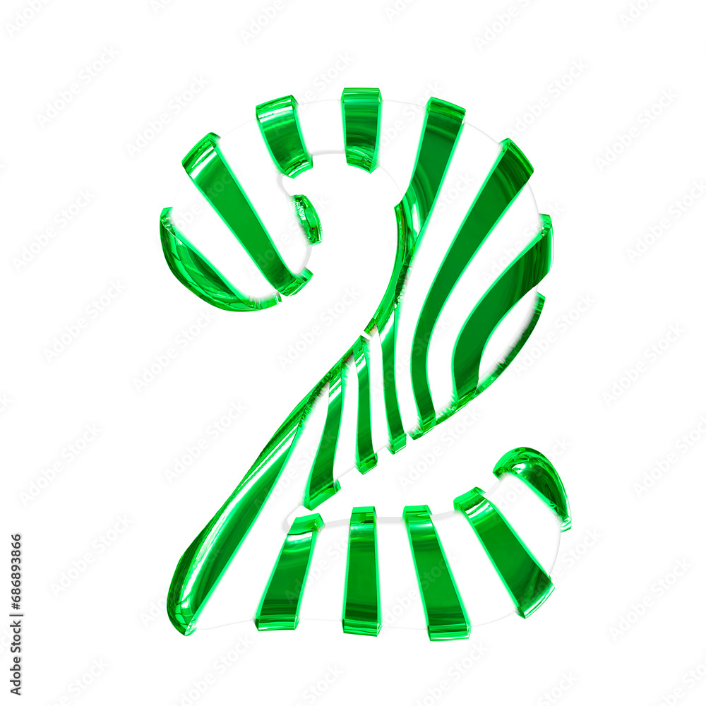 White symbol with green thin straps. number 2 White symbol with green thin straps. number 2