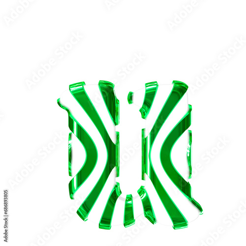 White symbol with green thin straps. letter u