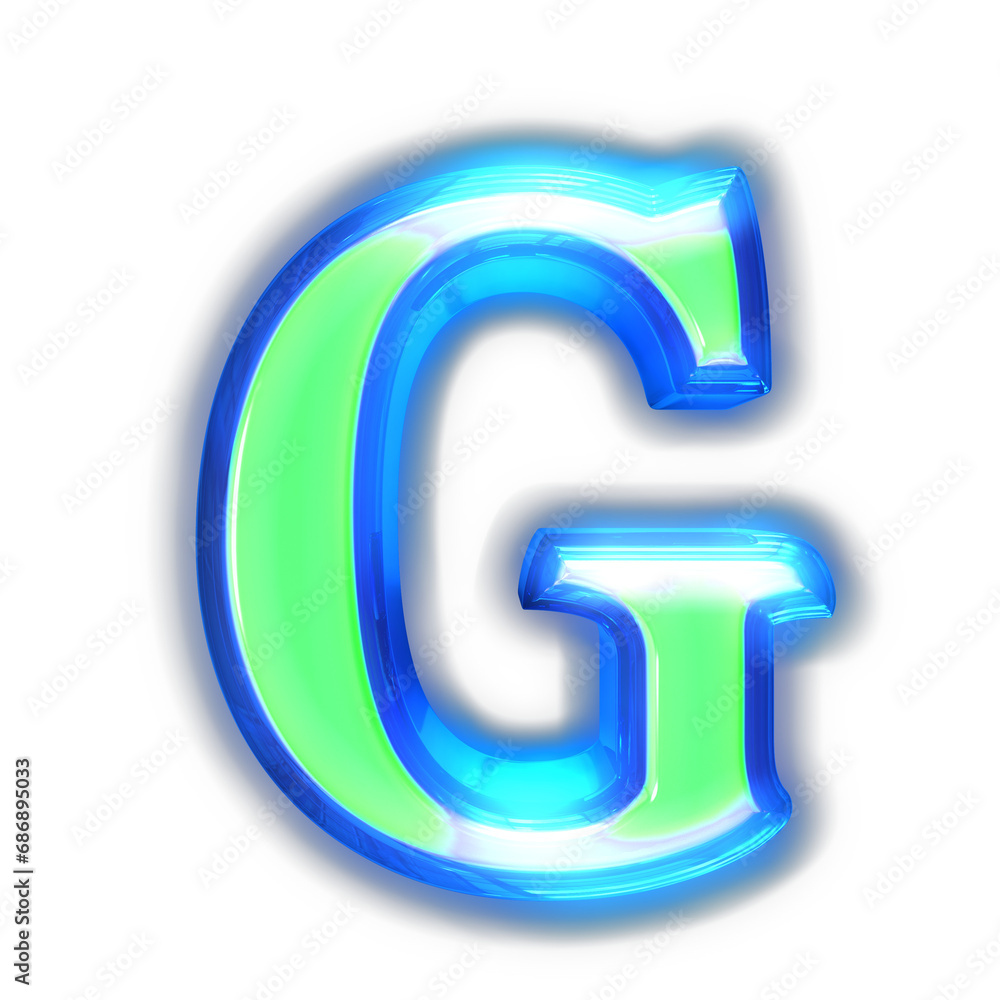 Green symbol glowing around the edges. letter g Green symbol glowing around the edges. letter g