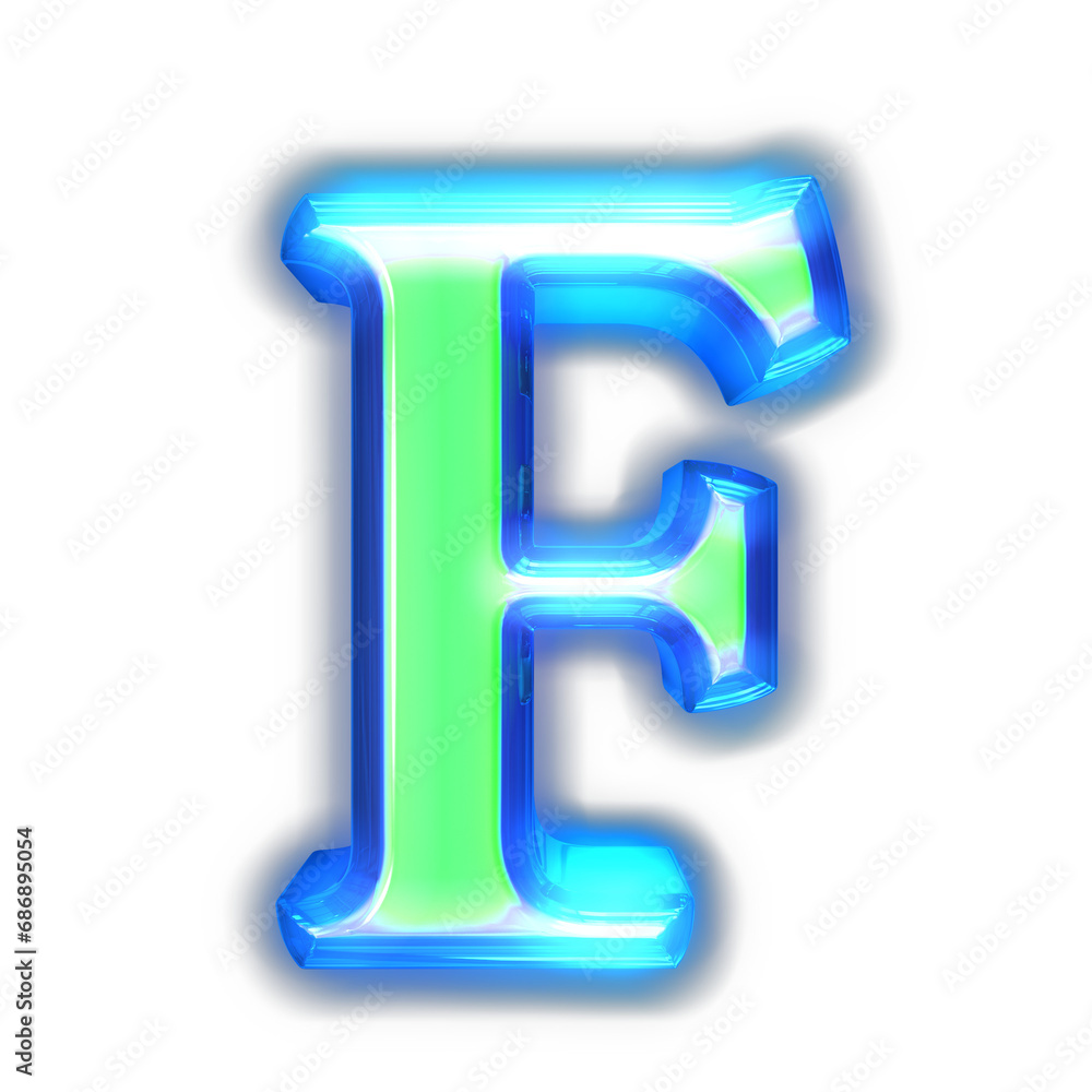 Green symbol glowing around the edges. letter f Green symbol glowing around the edges. letter f