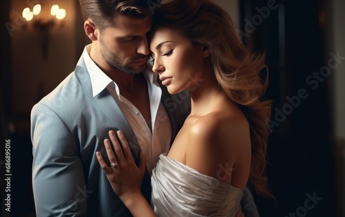 Beautiful couple embracing love and style