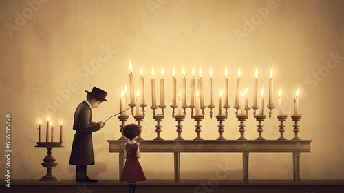 Wallpaper Mural A family lighting the Hanukkah menorah. Torontodigital.ca