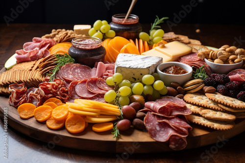 Cheese and Charcuterie Board with Assorted Crackers