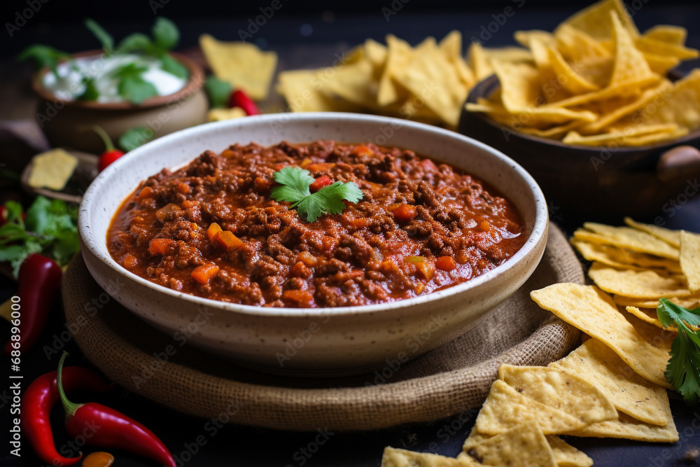 Classic Chili Con Carne with Tortilla Chips Classic Chili Con Carne with Tortilla Chips