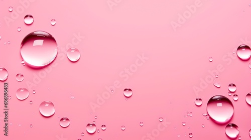 Water drops on light pink background.