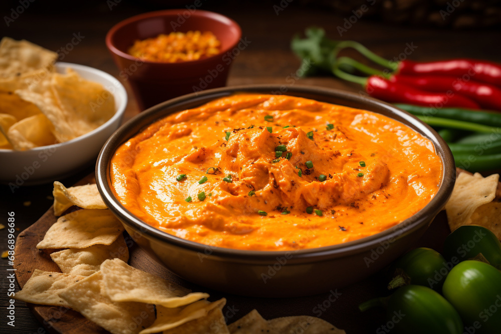 Spicy Buffalo Chicken Dip in Ceramic Bowl Spicy Buffalo Chicken Dip in Ceramic Bowl