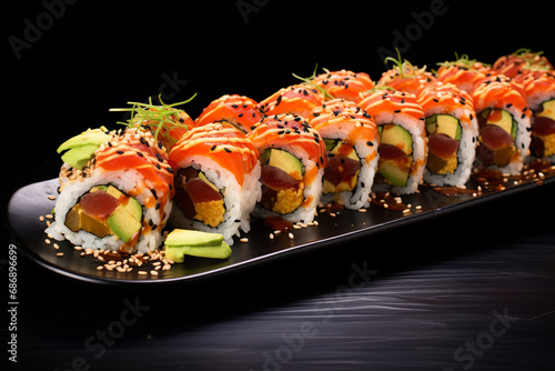 Spicy Tuna Sushi Rolls Platter for Super Bowl Party