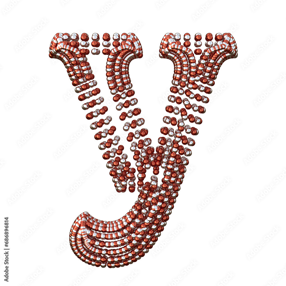Symbol of small silver and red spheres. letter y Symbol of small silver and red spheres. letter y