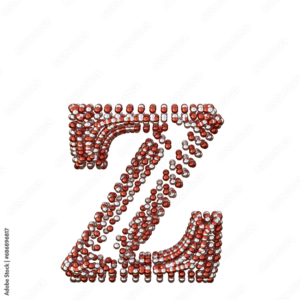 Symbol of small silver and red spheres. letter z Symbol of small silver and red spheres. letter z