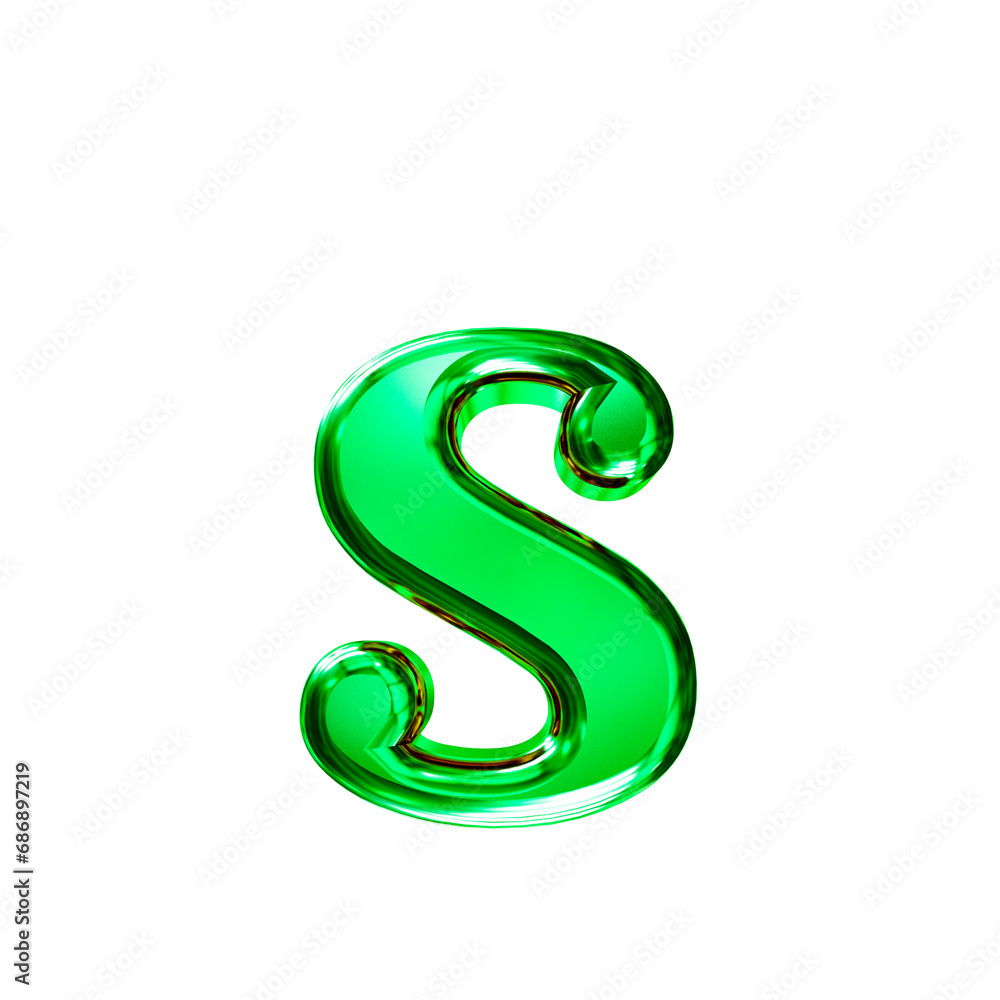 Green 3D symbol with bevel. letter s Green 3D symbol with bevel. letter s