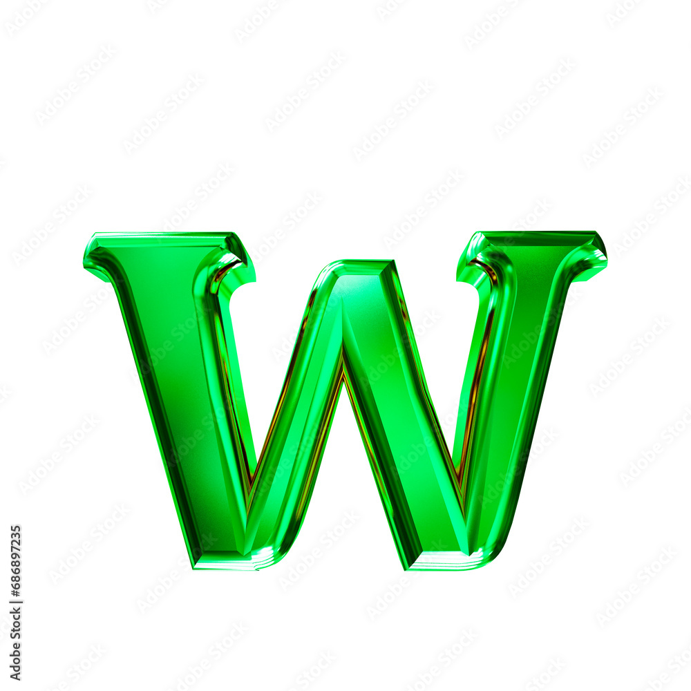 Green 3D symbol with bevel. letter w Green 3D symbol with bevel. letter w