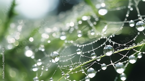 Generative AI : dewdrop on spiderweb in the morning