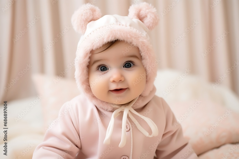 Generative AI : Portrait of a cute happy little baby girl Generative AI : Portrait of a cute happy little baby girl