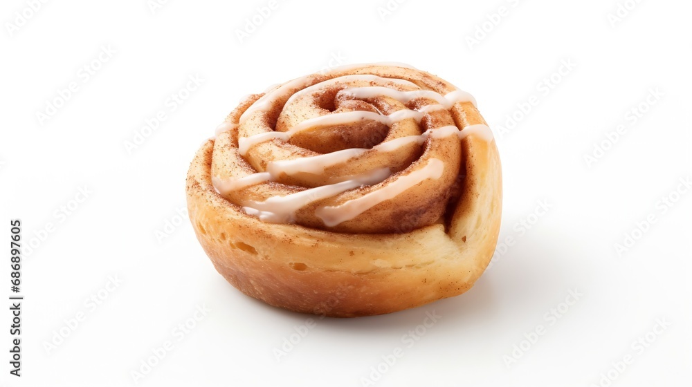 Generative AI : Cinnamon roll on isolated white background Generative AI : Cinnamon roll on isolated white background