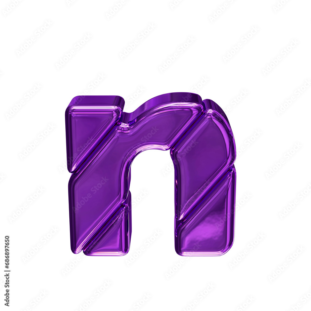 Purple symbol made of diagonal blocks. letter n Purple symbol made of diagonal blocks. letter n
