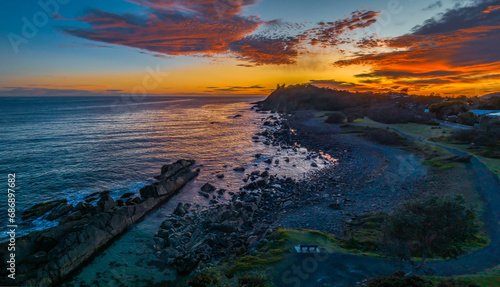 Coastal Sunrise with Rock Formations