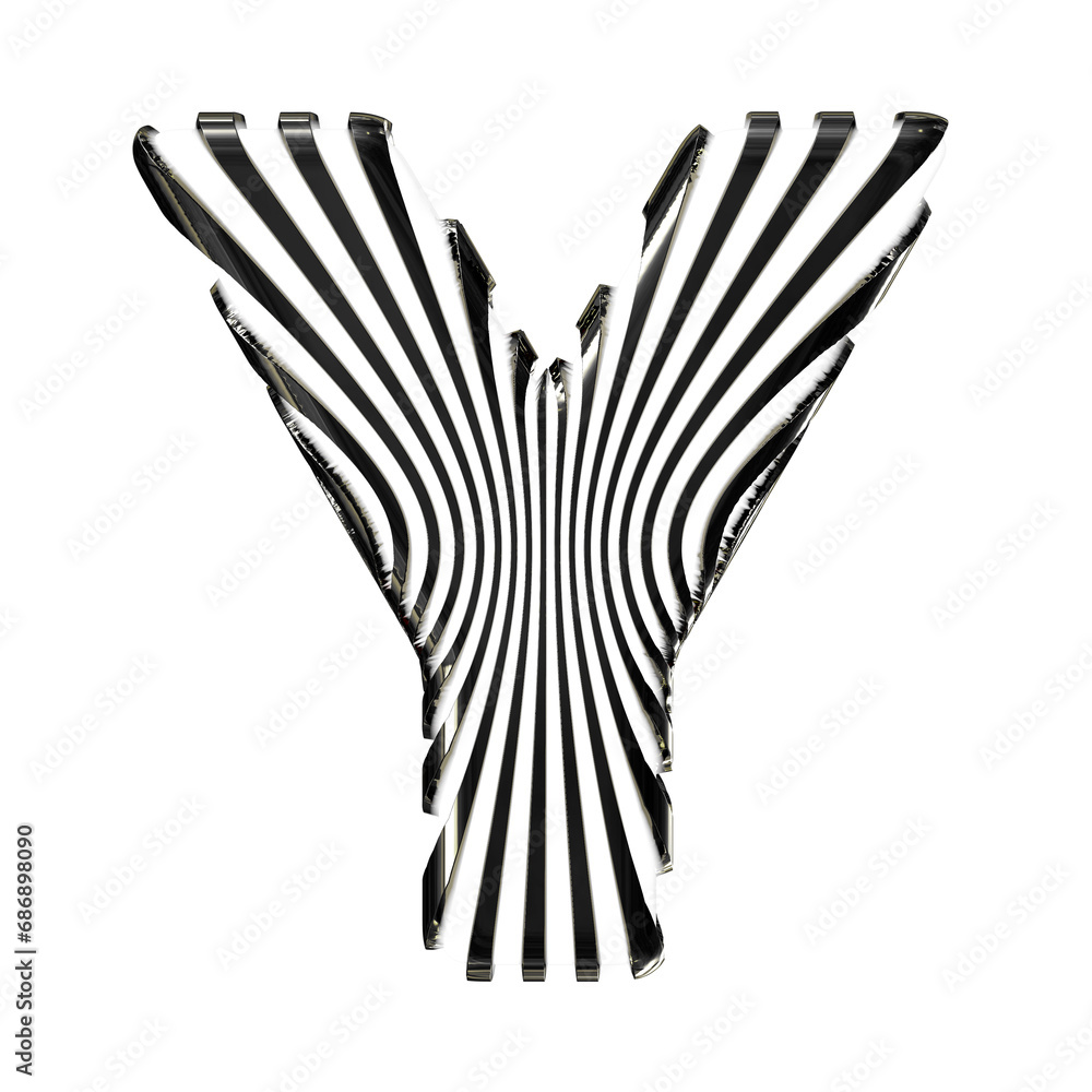 White symbol with ultra thin black straps. letter y White symbol with ultra thin black straps. letter y