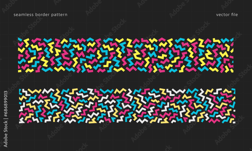 trendy memphis zigzag line seamless border pattern decoration