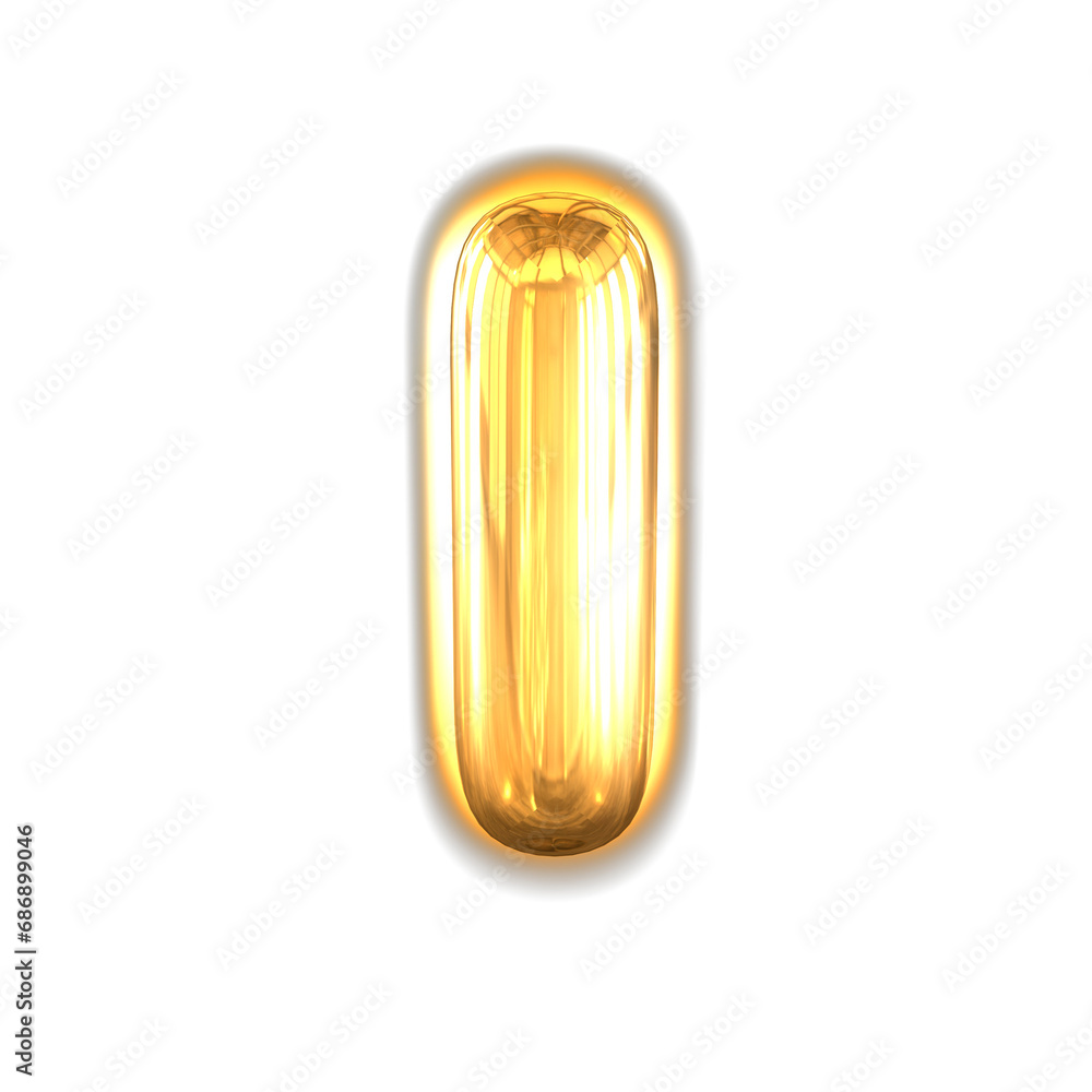 Gold inflatable symbol with glow. letter i Gold inflatable symbol with glow. letter i