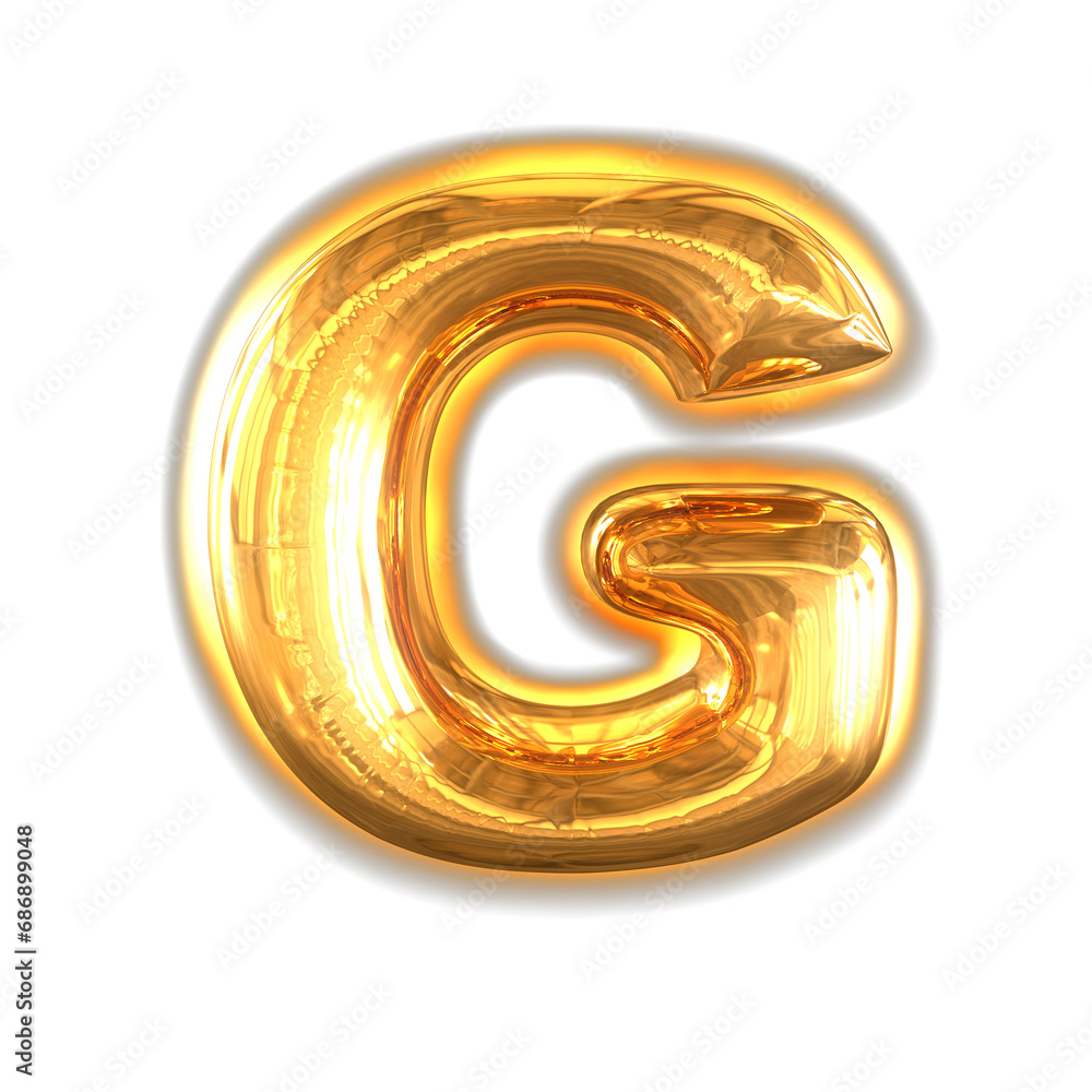 Gold inflatable symbol with glow. letter g Gold inflatable symbol with glow. letter g