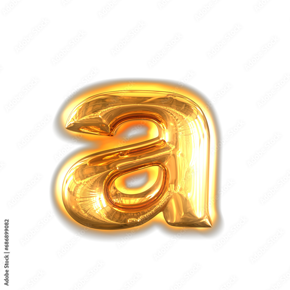 Gold inflatable symbol with glow. letter a Gold inflatable symbol with glow. letter a