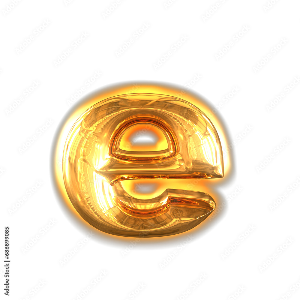 Gold inflatable symbol with glow. letter e Gold inflatable symbol with glow. letter e