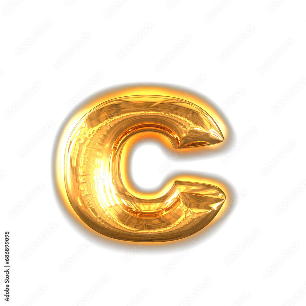 Gold inflatable symbol with glow. letter c Gold inflatable symbol with glow. letter c