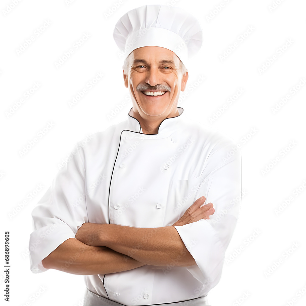 Cheerful mature cook posing and smiling at camera, chef in an apron png format on transparent background Fictional Person, Generative AI Cheerful mature cook posing and smiling at camera, chef in an apron png format on transparent background Fictional Person, Generative AI