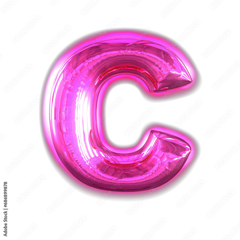 Purple inflatable symbol with glow. letter c Purple inflatable symbol with glow. letter c