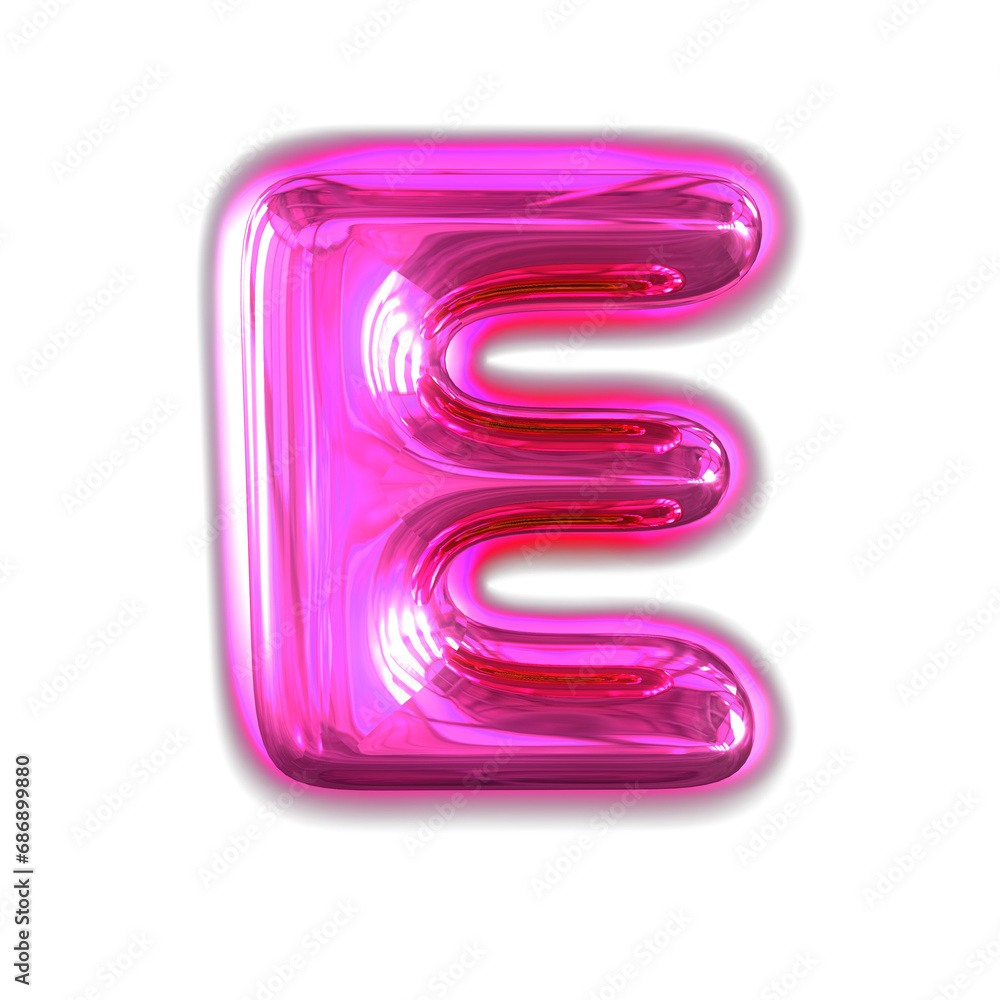 Purple inflatable symbol with glow. letter e Purple inflatable symbol with glow. letter e