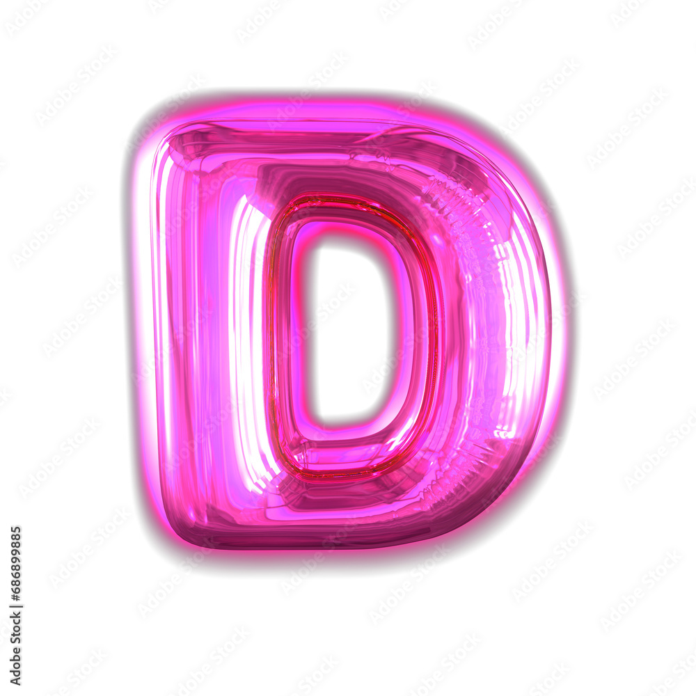 Purple inflatable symbol with glow. letter d Purple inflatable symbol with glow. letter d
