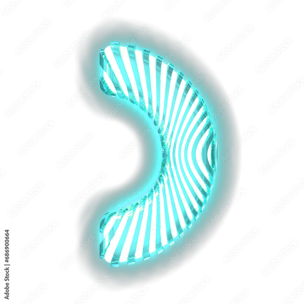 White symbol with ultra thin turquoise luminous vertical straps White symbol with ultra thin turquoise luminous vertical straps