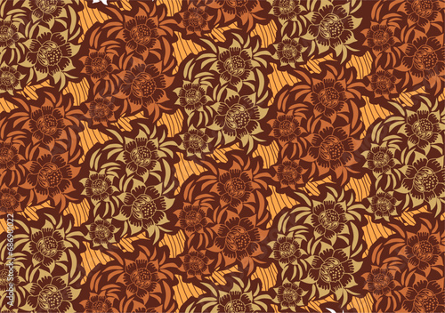 Indonesian batik motifs with very distinctive plant patterns