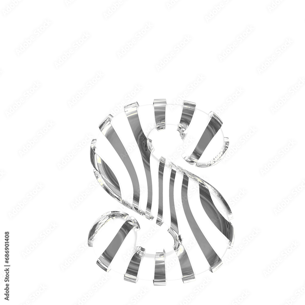 White symbol with silver thin straps. letter s White symbol with silver thin straps. letter s