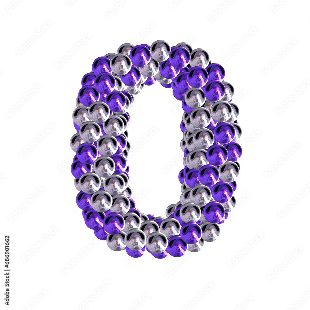 Symbol of purple and silver spheres. number 0 Symbol of purple and silver spheres. number 0